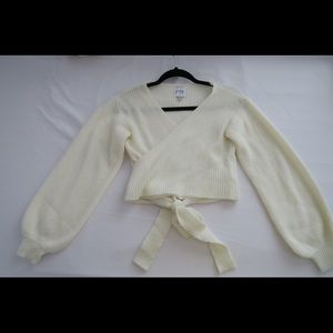 Tie Front Cream Sweater
